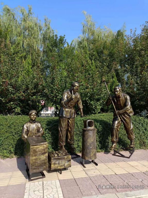 民俗文化打铁匠铜雕