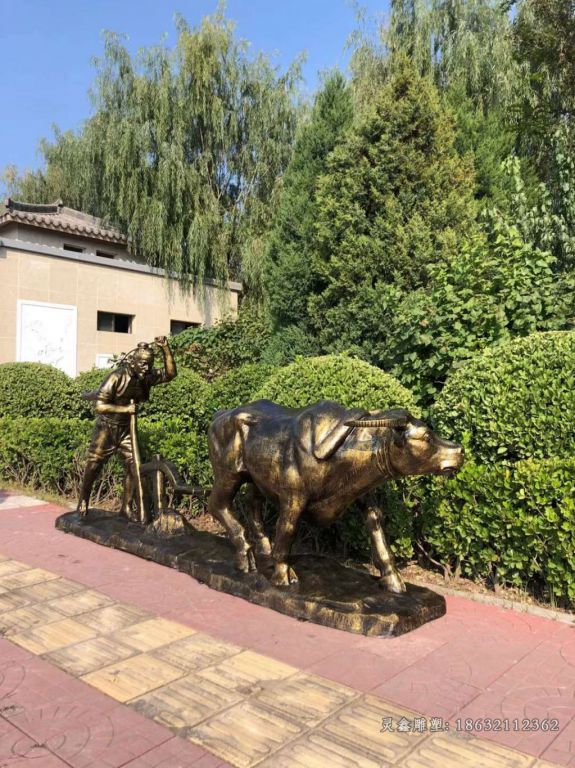 农耕文化人物铜雕