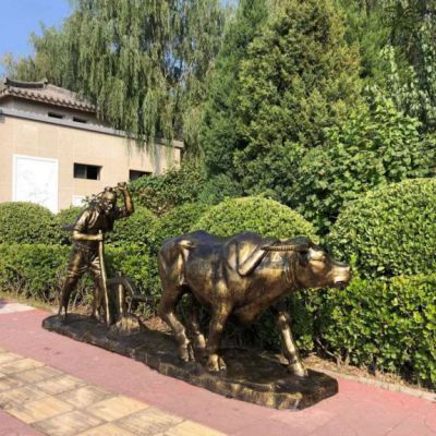 农耕文化人物铜雕