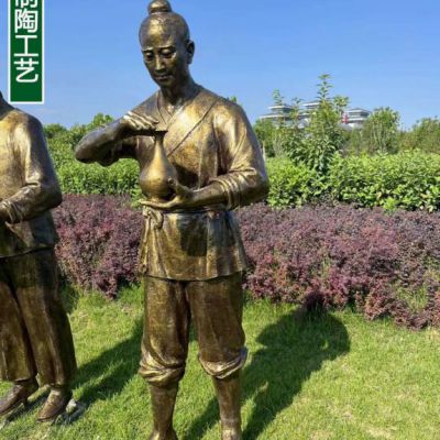 制陶工艺流程人物铜雕