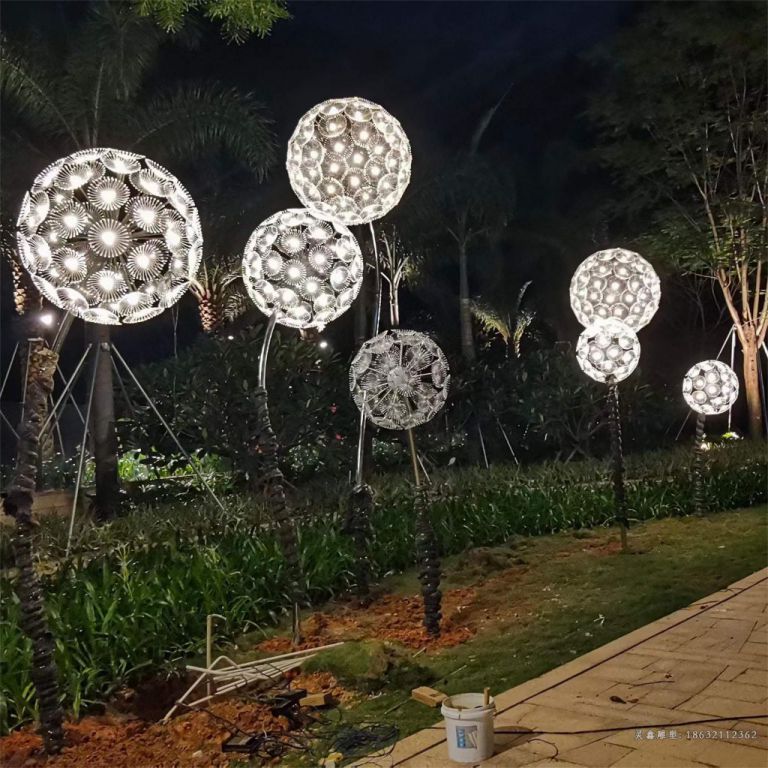 发光蒲公英不锈钢景观雕塑