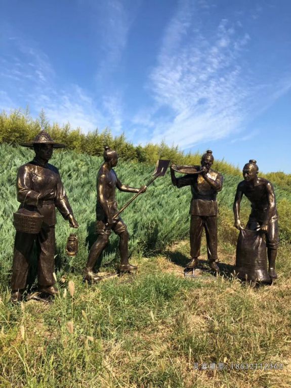 农耕文化景观铜雕