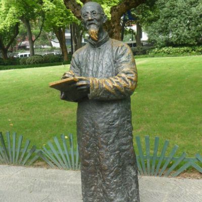 古代画家齐白石铜雕