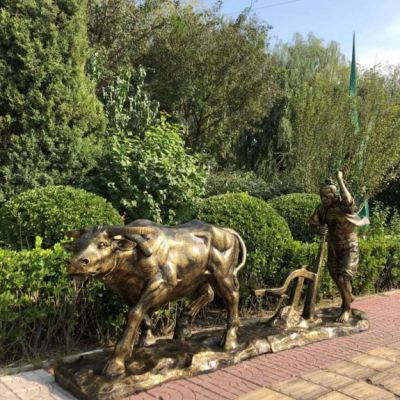 耕地牛农耕文化铜雕