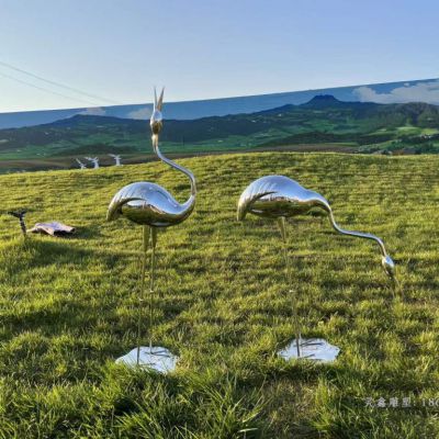 火烈鸟动物不锈钢雕塑