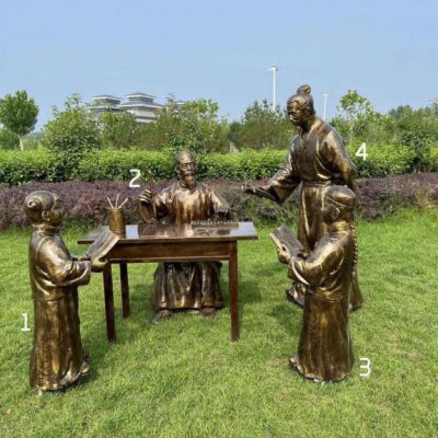 古代人物教书景观铜雕