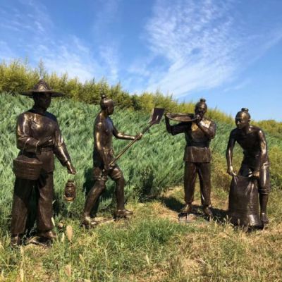 农耕文化景观铜雕